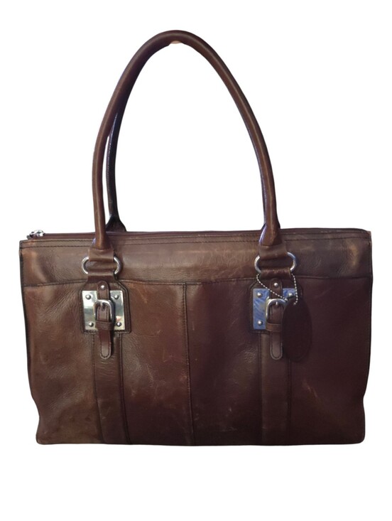 Wilsons Leather Handbags - Wilsons Leather - Large Vintage Classic Brown Distressed Leather Tote Bag